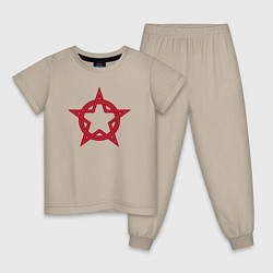 Пижама хлопковая детская Red star USSR, цвет: миндальный