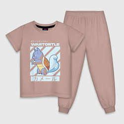Пижама хлопковая детская Покемоны Вартортл Wartortle, цвет: пыльно-розовый