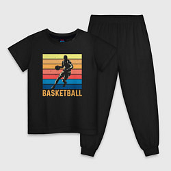 Пижама хлопковая детская Basketball lettering, цвет: черный