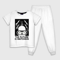 Пижама хлопковая детская Бендер - будущее наблюдает, цвет: белый