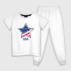 Пижама хлопковая детская Star - USA, цвет: белый