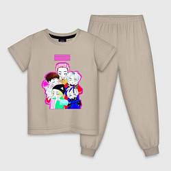 Пижама хлопковая детская Big bang в аниме стиле, цвет: миндальный
