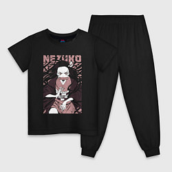 Пижама хлопковая детская Nezuko black total cost, цвет: черный