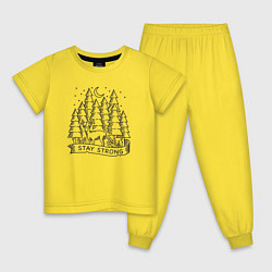 Пижама хлопковая детская Олень в ночном лесу, цвет: желтый