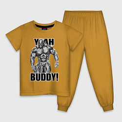 Пижама хлопковая детская Ronnie Coleman- yeah buddy, цвет: горчичный