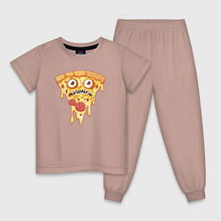 Пижама хлопковая детская Pizza face, цвет: пыльно-розовый