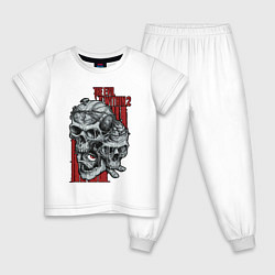 Пижама хлопковая детская The evil within 2 skulls, цвет: белый