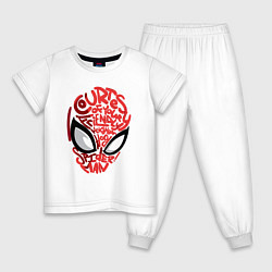 Пижама хлопковая детская Spider-Man text, цвет: белый