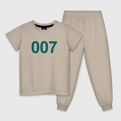 Пижама хлопковая детская 007 - Игра в кальмара, цвет: миндальный