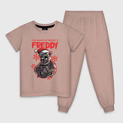 Пижама хлопковая детская Five Nights at Freddys - Freddy, цвет: пыльно-розовый