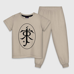 Пижама хлопковая детская Толкин лого, цвет: миндальный