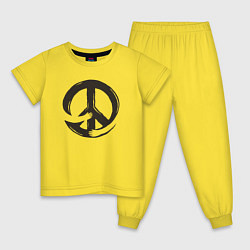 Пижама хлопковая детская Peace hugs, цвет: желтый