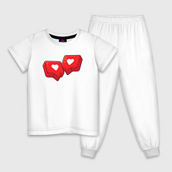 Пижама хлопковая детская Love like, цвет: белый