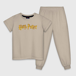 Пижама хлопковая детская Harry Potter golden logo, цвет: миндальный