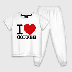 Пижама хлопковая детская I love coffee, цвет: белый