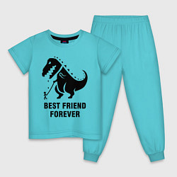 Пижама хлопковая детская Godzilla best friend, цвет: бирюзовый