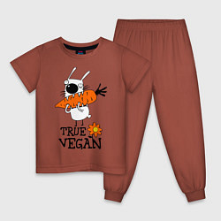 Пижама хлопковая детская True vegan (истинный веган), цвет: кирпичный