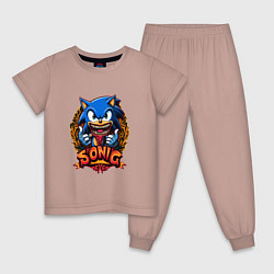 Пижама хлопковая детская Sonicexe, цвет: пыльно-розовый