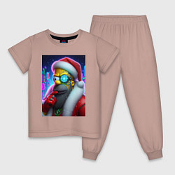 Пижама хлопковая детская Simpson Claus - cyberpunk, цвет: пыльно-розовый