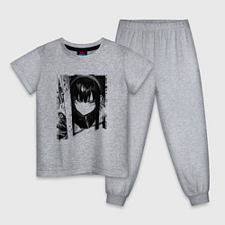 Пижама хлопковая детская Девушка с блеклым взглядом, цвет: меланж
