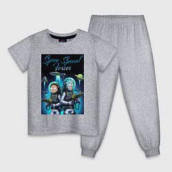 Пижама хлопковая детская Rick and Morty - space special forces, цвет: меланж