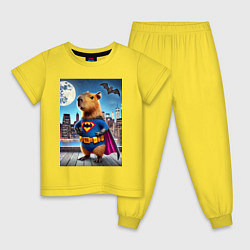 Пижама хлопковая детская Batcapy - ai art fantasy, цвет: желтый