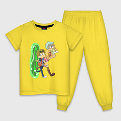 Пижама хлопковая детская Рик и морти назад в будущее, цвет: желтый