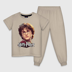 Пижама хлопковая детская Harry Potter wizard, цвет: миндальный