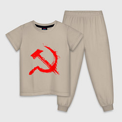 Пижама хлопковая детская Sickle and hammer red paint, цвет: миндальный