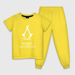 Пижама хлопковая детская Assassins creed - shadows white, цвет: желтый