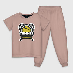 Пижама хлопковая детская Tennis championship, цвет: пыльно-розовый