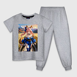 Пижама хлопковая детская Лиса посреди живописного поля, цвет: меланж