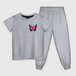 Пижама хлопковая детская Butterfly graffiti, цвет: меланж