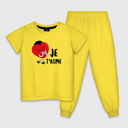 Пижама хлопковая детская Je taime, цвет: желтый