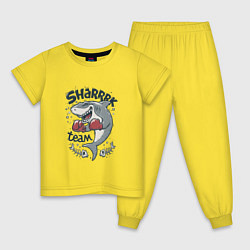 Пижама хлопковая детская Shark team, цвет: желтый