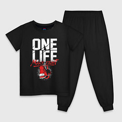 Пижама хлопковая детская One life many fight, цвет: черный