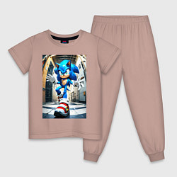 Пижама хлопковая детская Соника застали врасплох, цвет: пыльно-розовый