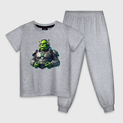 Пижама хлопковая детская G2 esports team - cyber Shrek, цвет: меланж