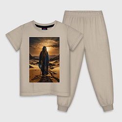 Пижама хлопковая детская Человек в пустыне, цвет: миндальный