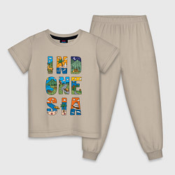 Пижама хлопковая детская Индонезия, цвет: миндальный