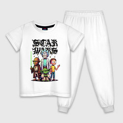 Пижама хлопковая детская Yoda and Chewbacca are friends of Rick and Morty -, цвет: белый