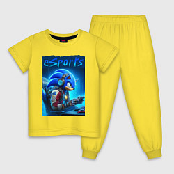 Пижама хлопковая детская Hedgehog Sonic is esports player - neon glow, цвет: желтый