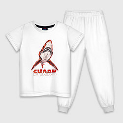 Пижама хлопковая детская Акула киборг, цвет: белый
