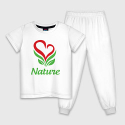 Пижама хлопковая детская Любовь природы, цвет: белый