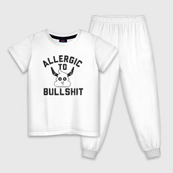 Пижама хлопковая детская Аллергия на ерунду, цвет: белый