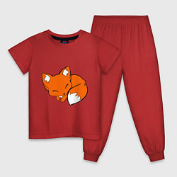 Пижама хлопковая детская Спящий лисёнок, цвет: красный