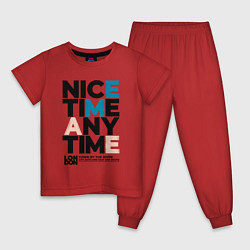 Пижама хлопковая детская Nice time any time, цвет: красный