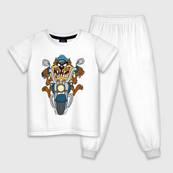 Пижама хлопковая детская Biker Taz, цвет: белый