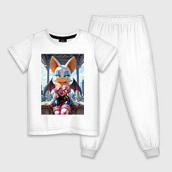 Пижама хлопковая детская Руж из Somic сидит на веранде, цвет: белый