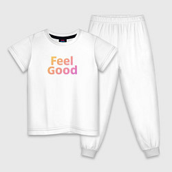 Пижама хлопковая детская Feel Good желто-розовый градиент, цвет: белый